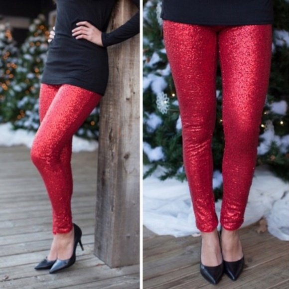 . Pants - Pants RED SEQUIN PANTS